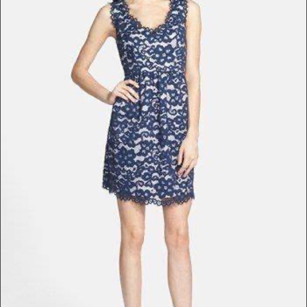 Shoshanna Navy Blue Lace Sleeveless Dress